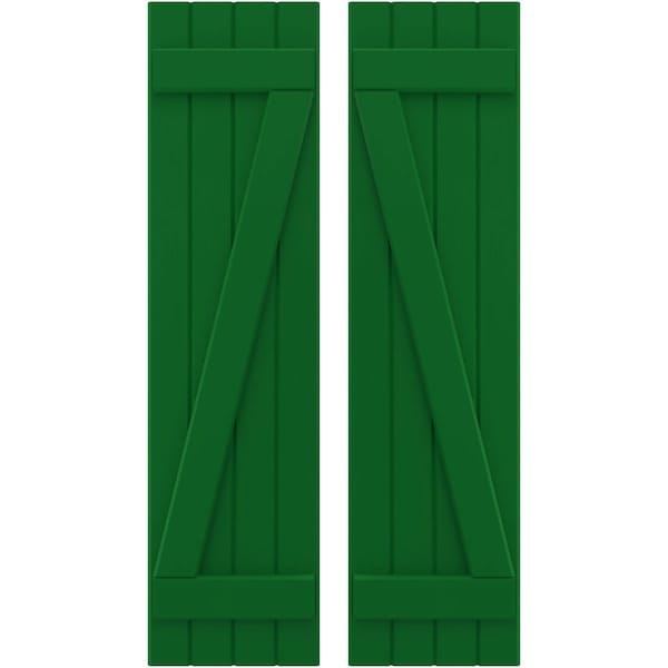 Ekena Millwork Americraft 4-Board (2 Batten) Wood Joined Board-n-Batten Shutters w/ Z-Bar, ARW102BB414X64HGH, PR ARW102BB414X64HGH - main